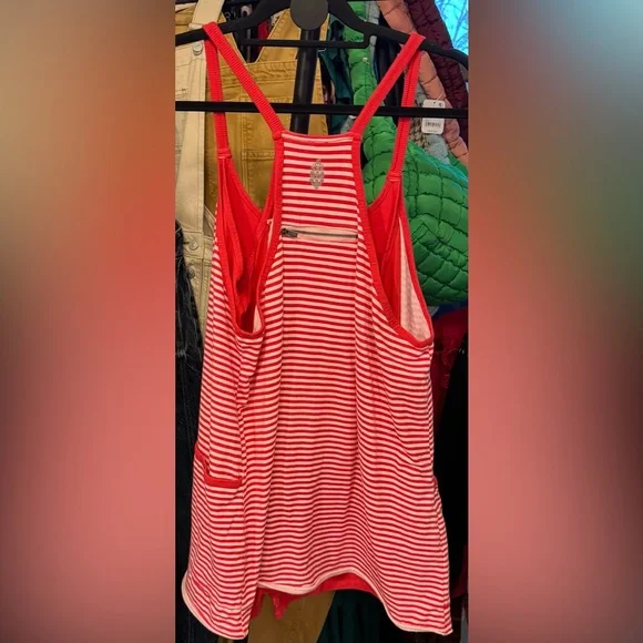 NWOT Free People FP Movement Hot Shot Printed Mini Dress Stripe Grapefruit - M - Picture 8 of 9